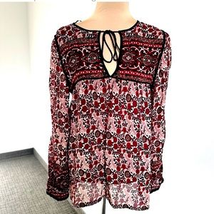 Zara boho tassel lace tunic w/ long sleeve M